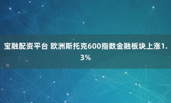 宝融配资平台 欧洲斯托克600指数金融板块上涨1.3%